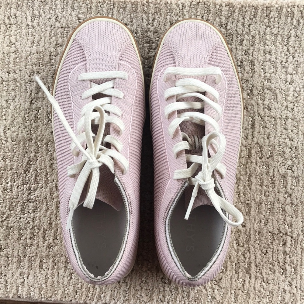 Rothy's Pink and White Sneakers Casual Comfort